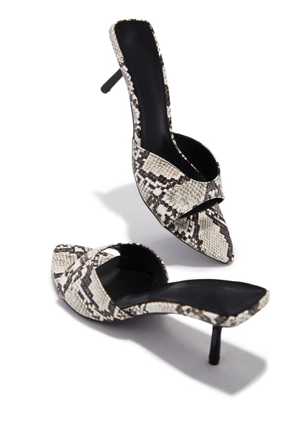 Myra Mid Heel Mules - Snake