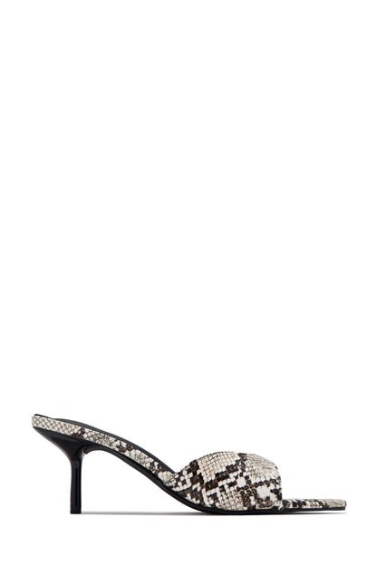 Myra Mid Heel Mules - Snake