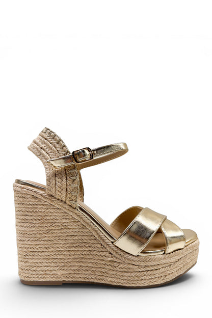 Sol Caliente Espadrille Wedges - Gold