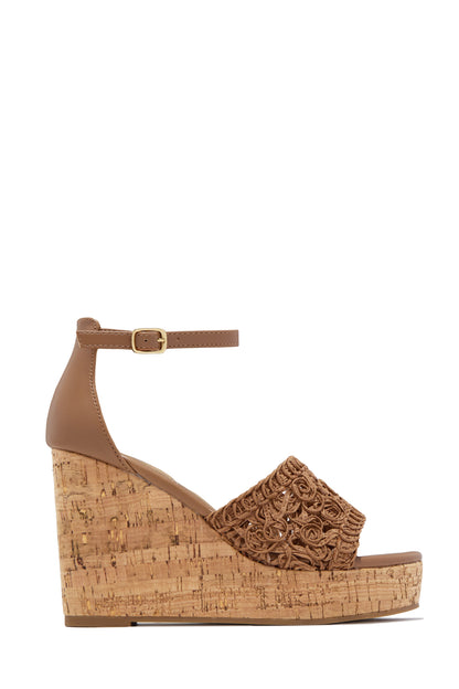 Paradise Nights Platform Wedges - Tan