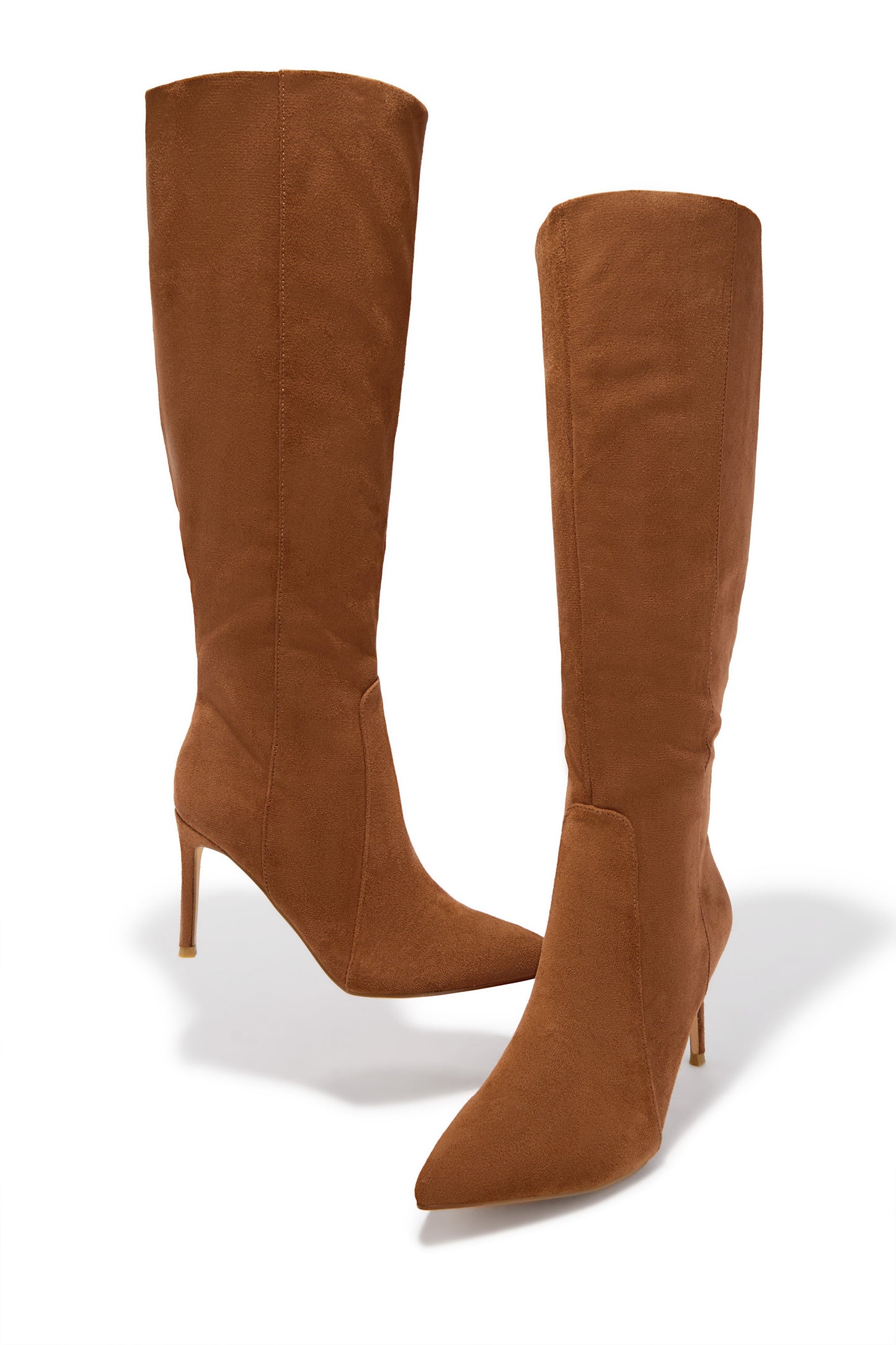 Daniella Below The Knee Heel Boots - Chestnut
