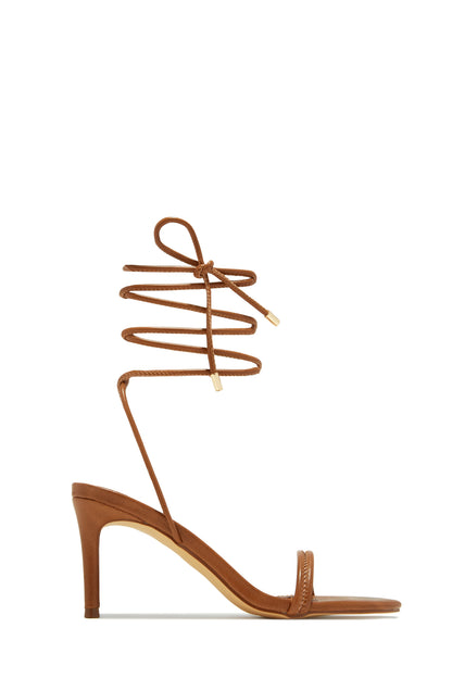 Ashantii Lace Up Mid Heels - Tan