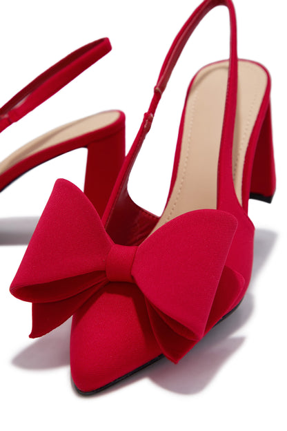 Tiffany Slingback Bow Pumps - Red