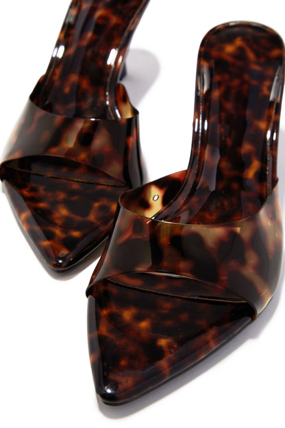 Kristie Mid Heel Mules - Tortoise