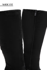 Hudson Wide Fit Platform Block Heel Boots - Black Suede