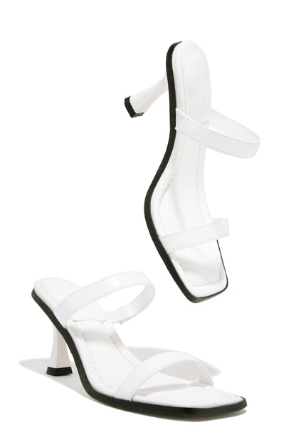 Raylen Mid Heel Mules - White