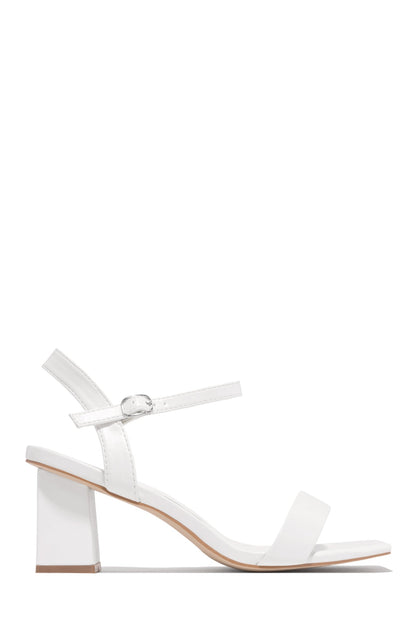 Violet Block Mid Heels - White