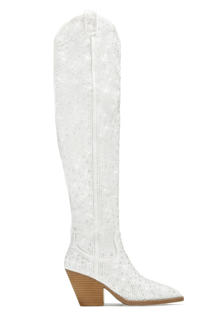 Nights In Nashville Embellished Cowgirl Boots - White