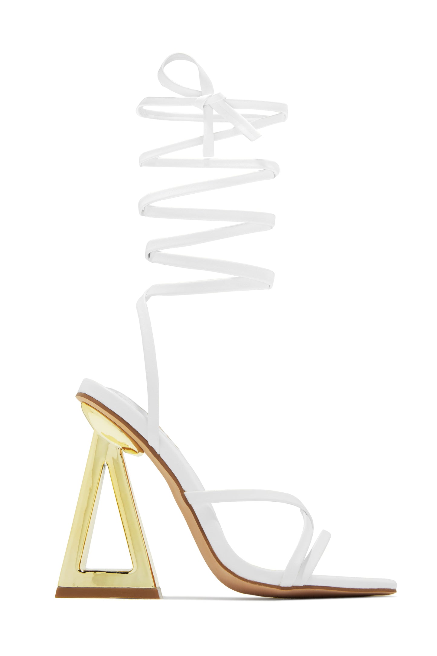 Zhuri Lace Up Block High Heels - White
