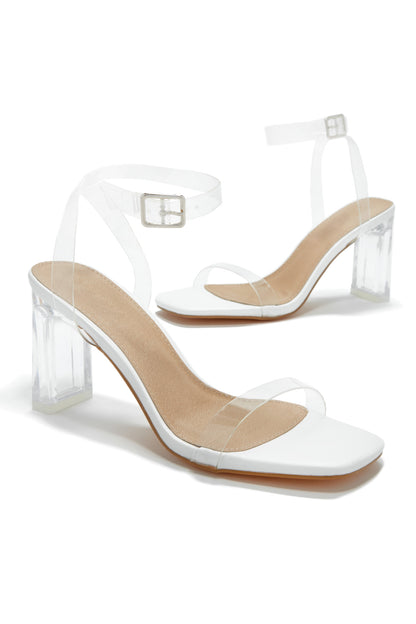 Simply Yours Clear Ankle Strap Heels - White