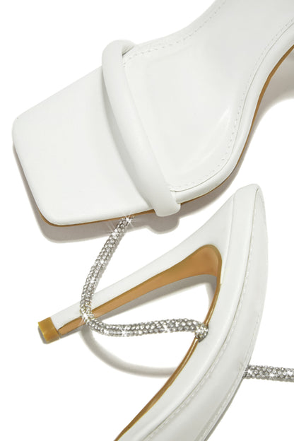 Pretty Girl Embellished Lace Up High Heels - White