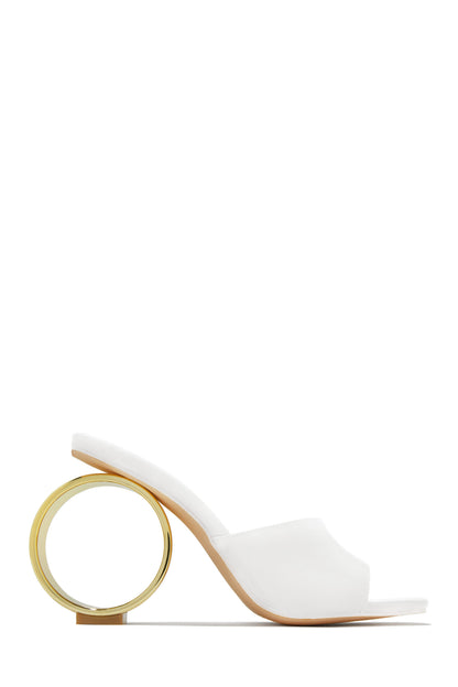 Naomi Sphere Heel Mules - White