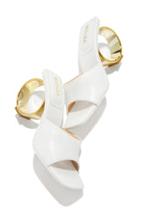 Naomi Sphere Heel Mules - White