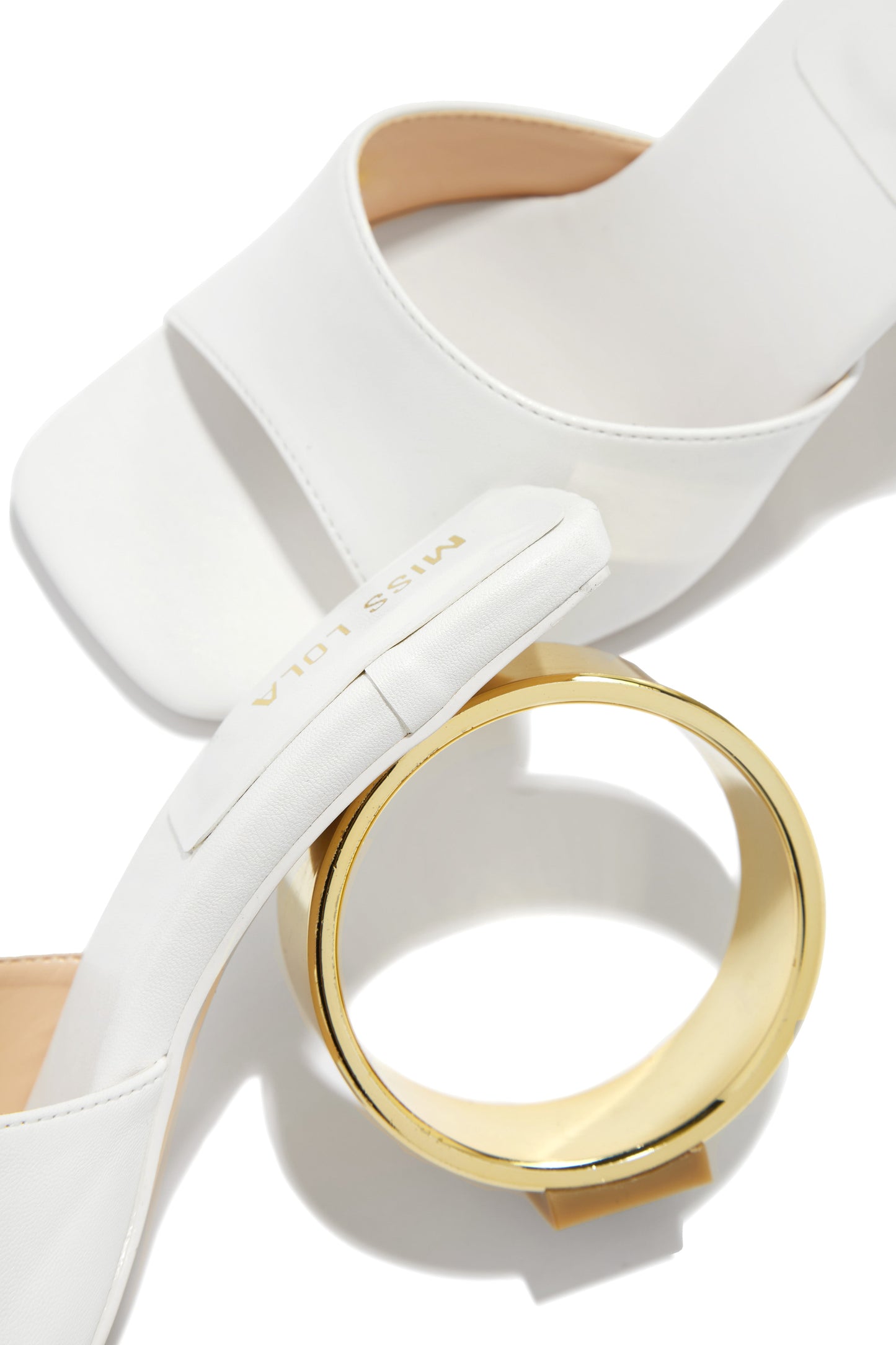 Naomi Sphere Heel Mules - White