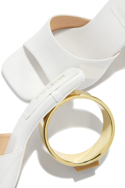 Naomi Sphere Heel Mules - White