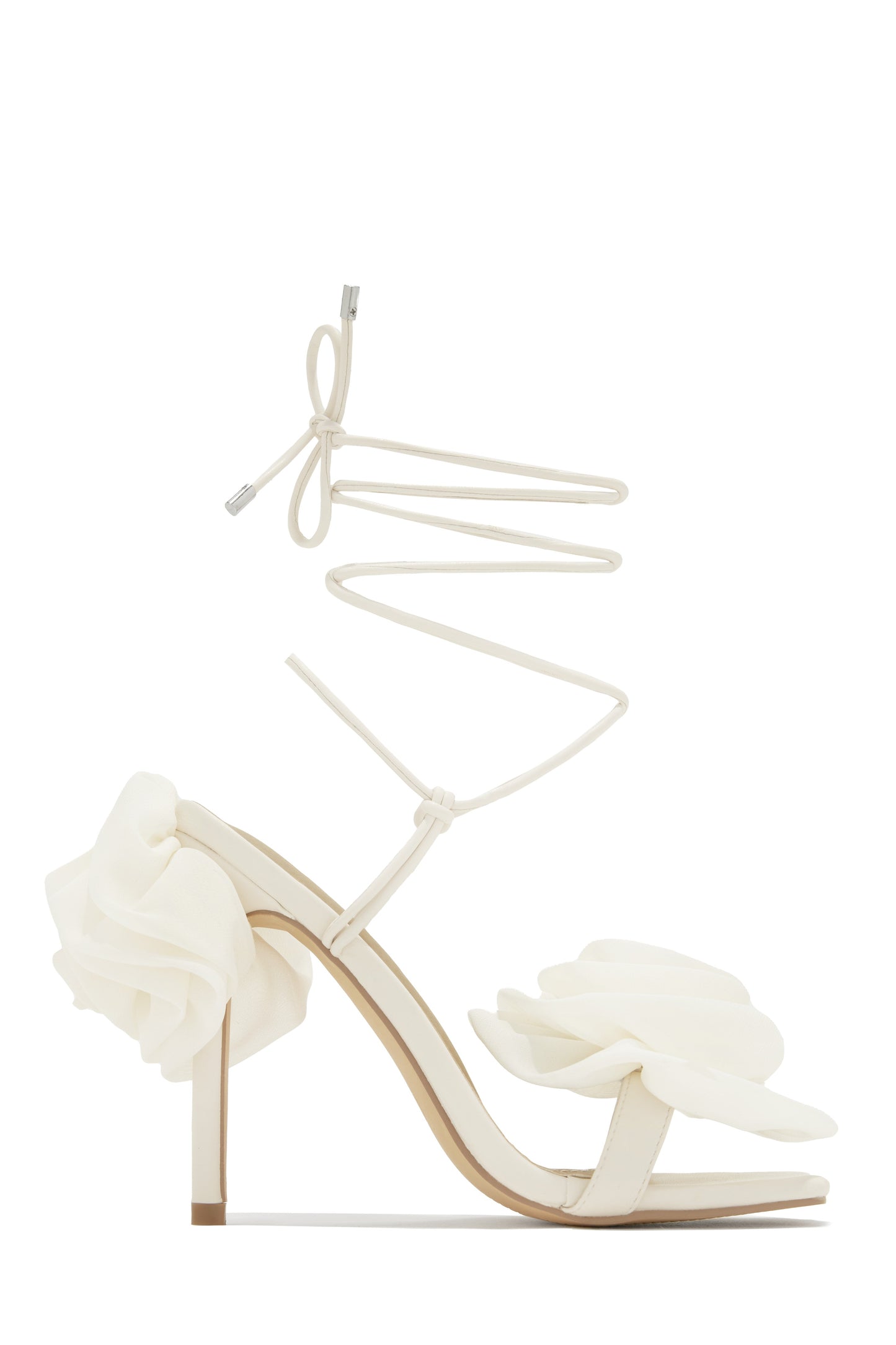Divine Bloom Rosette Lace Up Heels - Denim