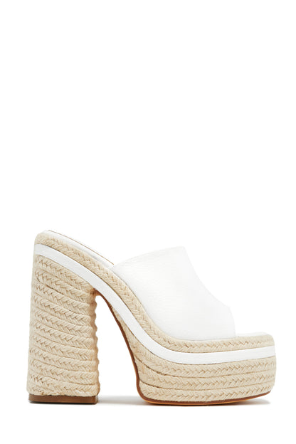 Weekend Attire Platform Block Heel Mules - White