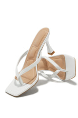 Angelie Mid Heel Mules - White