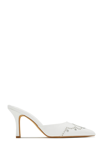 Lauryn Pump Heel Mules - White