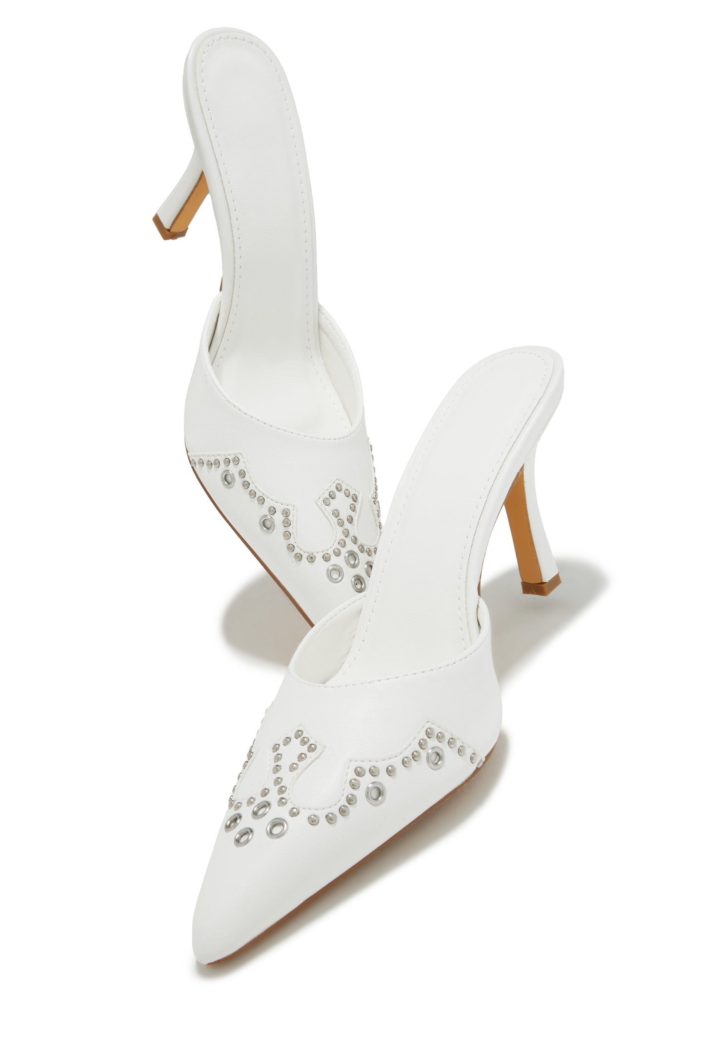 Lauryn Pump Heel Mules - White