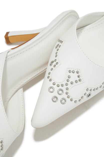 Lauryn Pump Heel Mules - White