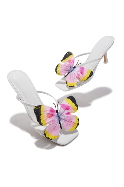 Social Butterfly Mid Heel Mules - White