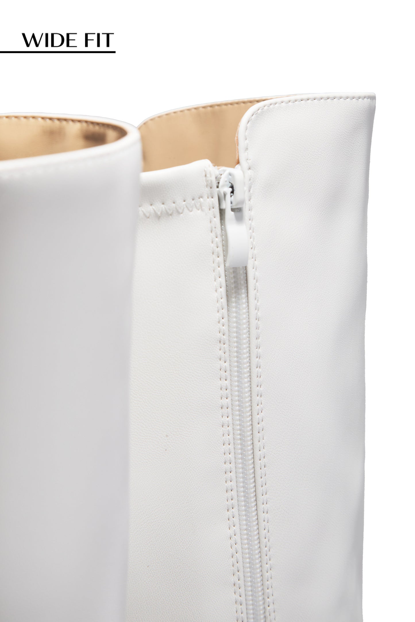 Colette Wide Fit Block Heel Boots - White