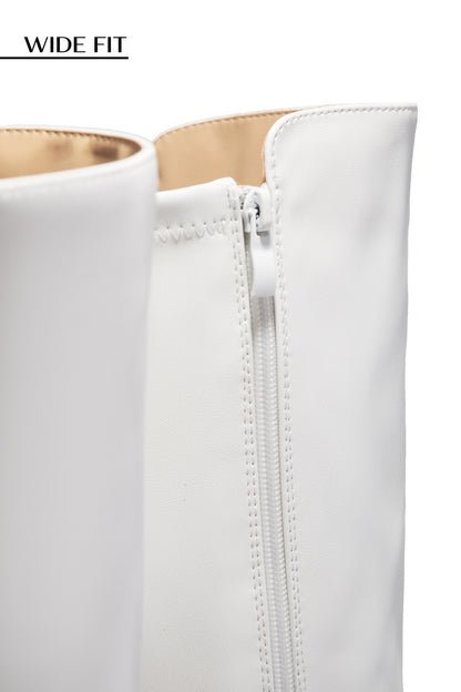 Colette Wide Fit Block Heel Boots - White
