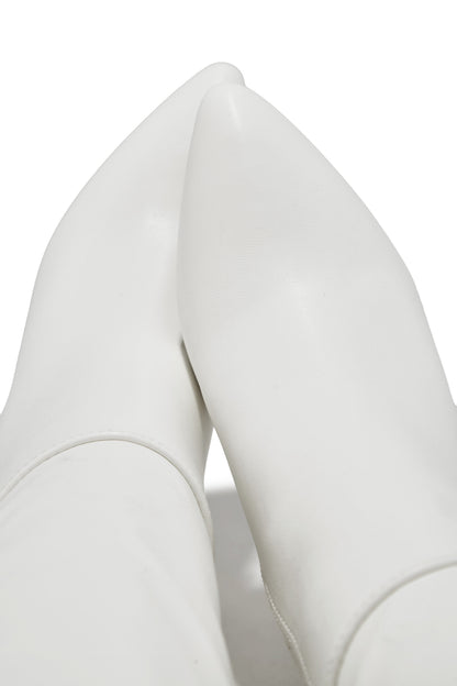 Fine Time Block Heel Knee High Boots - White