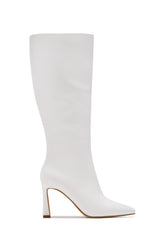 Kymmie Below The Knee Heel Boots - White