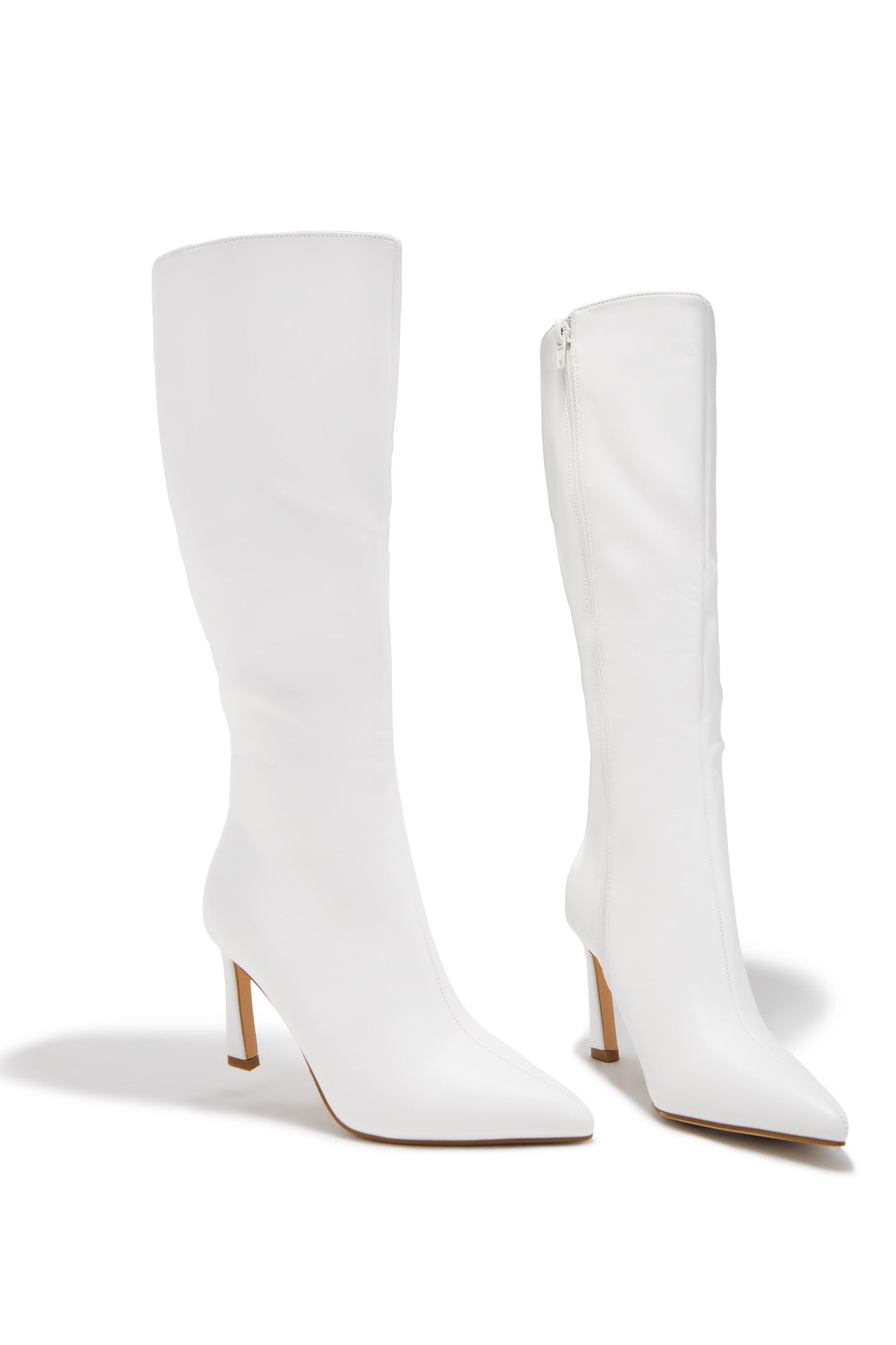 Kymmie Below The Knee Heel Boots - White