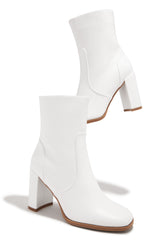 Harlow Block Heel Ankle Boot - White