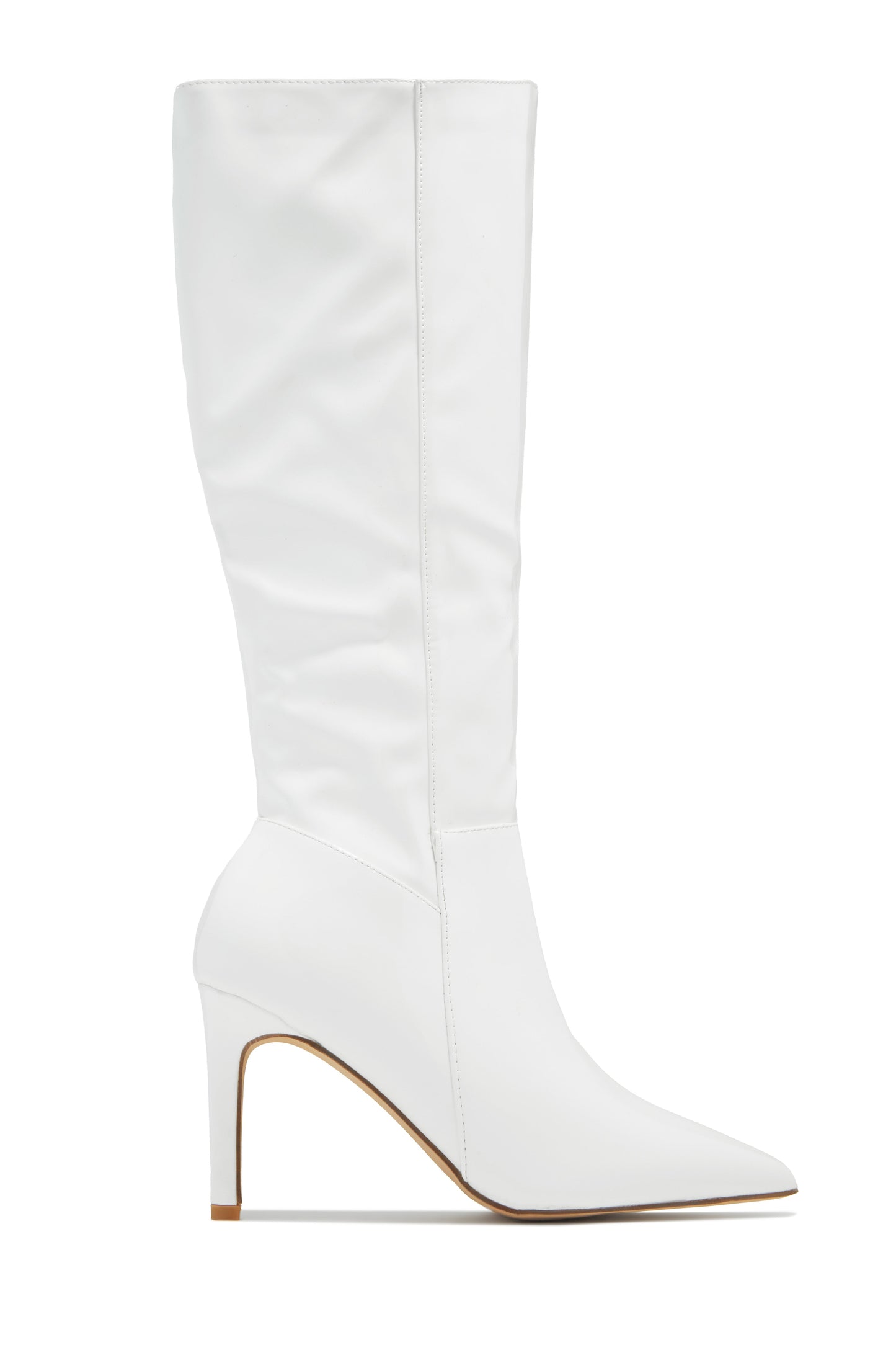 Scarlette Below The Knee Heel Boots - White Pat
