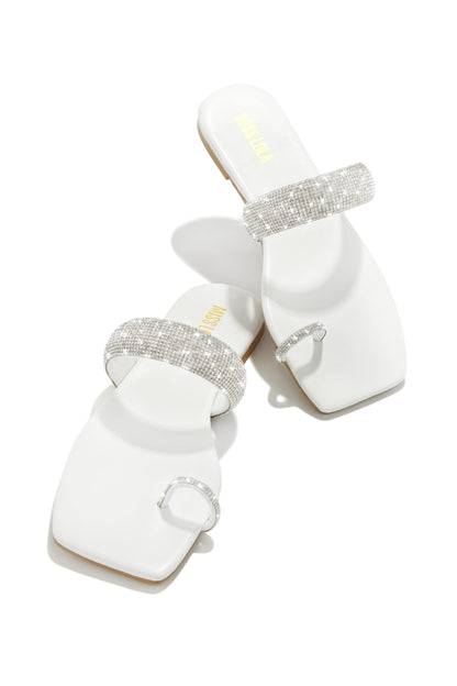 Cabana Beach Embellished Slip On Sandals - White