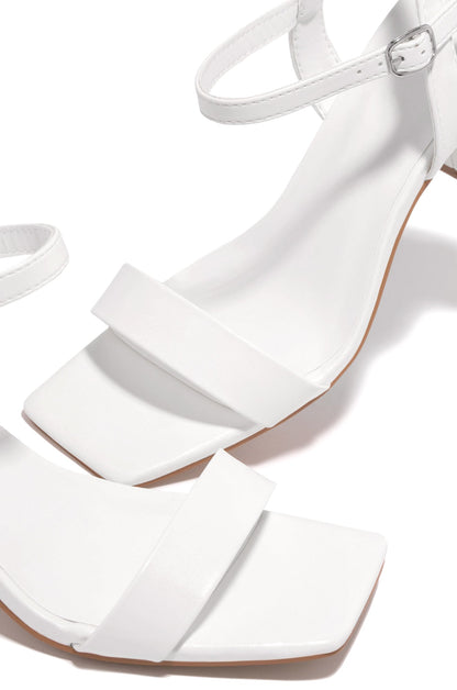 Violet Block Mid Heels - White
