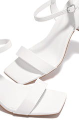 Violet Block Mid Heels - White