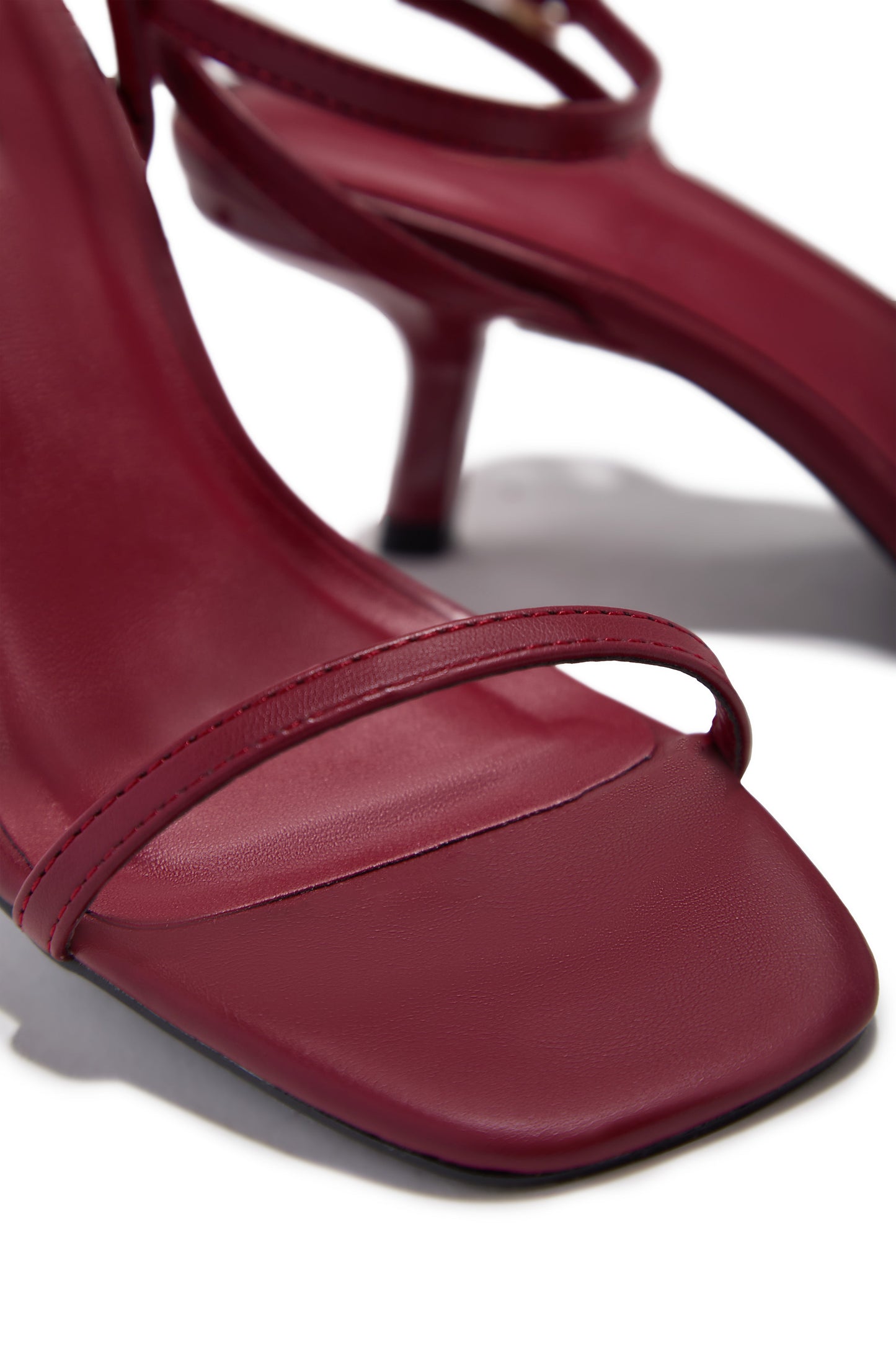 Karolay Ankle Strap Mid Heels - Cherry