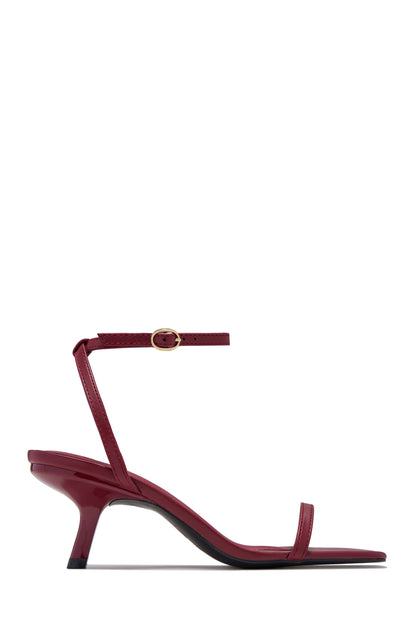 Karolay Ankle Strap Mid Heels - Cherry