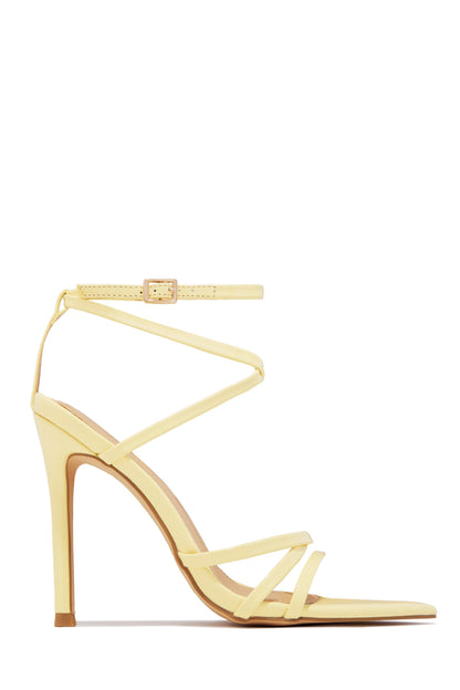 Polished Strappy High Heels - Light Yellow