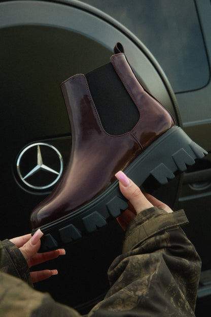 Zuzanna Combat Boots - Burgundy